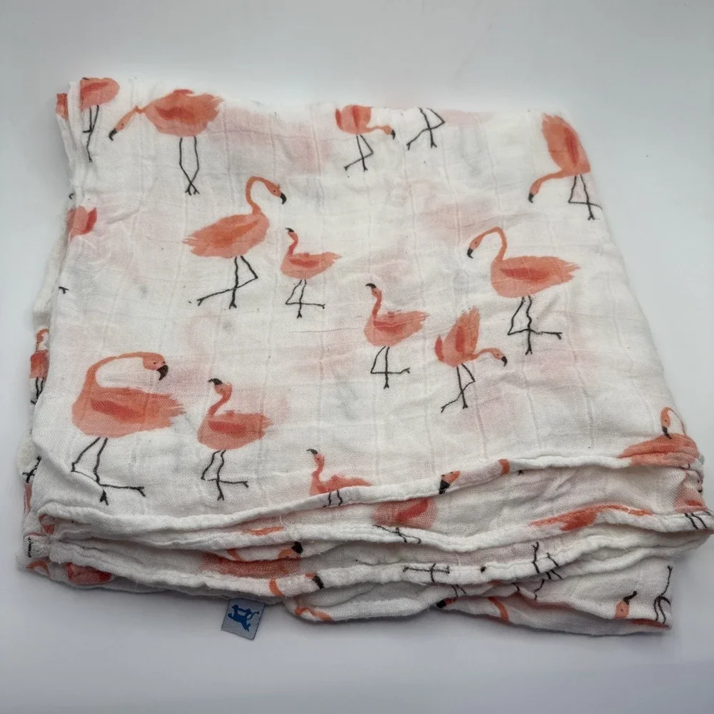 Little Unicorn Flamingo Baby Swaddle Muslin 100% Cotton Blanket Pink White
